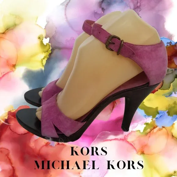 Vintage 90s Kors Michael Kors All Leather Hot Pink Heels 6 1/2 - Picture 1 of 12